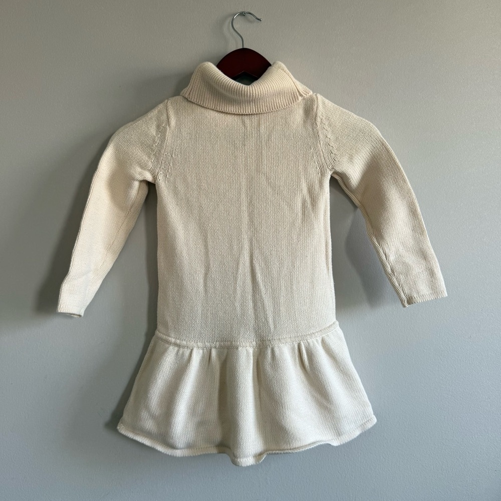 GAP Ivory Knit Sweater Turtleneck Dress for Kids Girl Toddler size 5 - Picture 2 of 6
